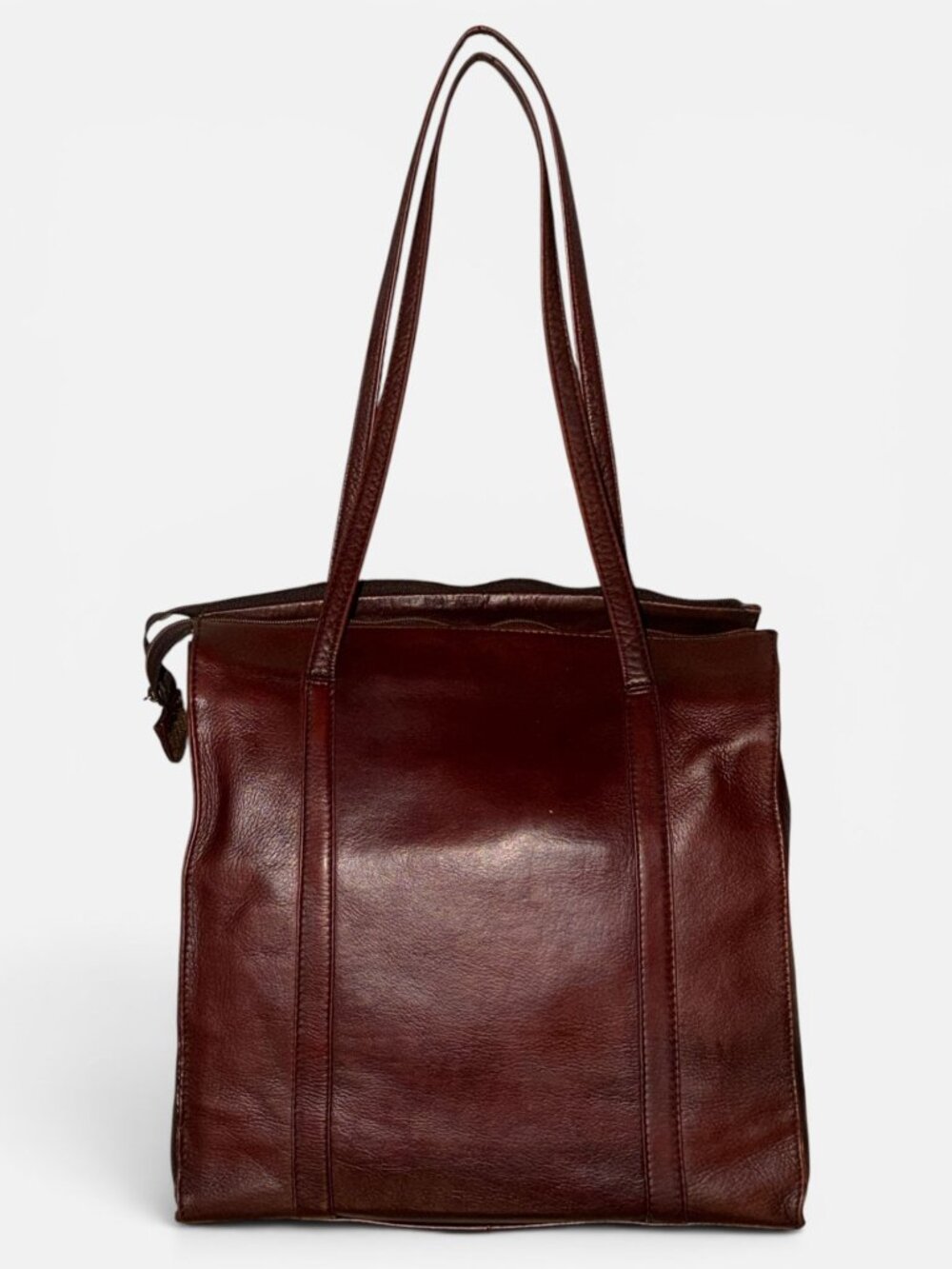 VTG NAOT Tote Burgundy Brown Oiled Leather Shoulder Bag 90s Israel Y2K Laptop - Picture 6 of 10